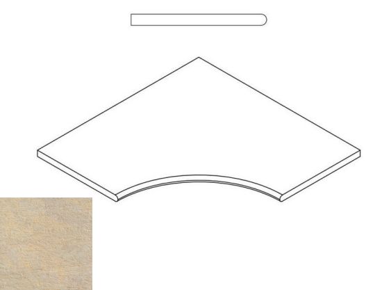 620090000245 Бордюр District X2 Сэнд Бортик 60x60 Угловой Закругленный Натуральный