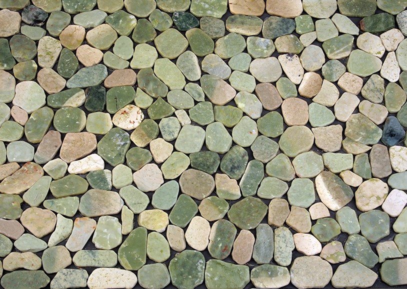 052387 MS7013 Напольная Каменная Коврик Натур Галька на резине зелёно-белая 70x50