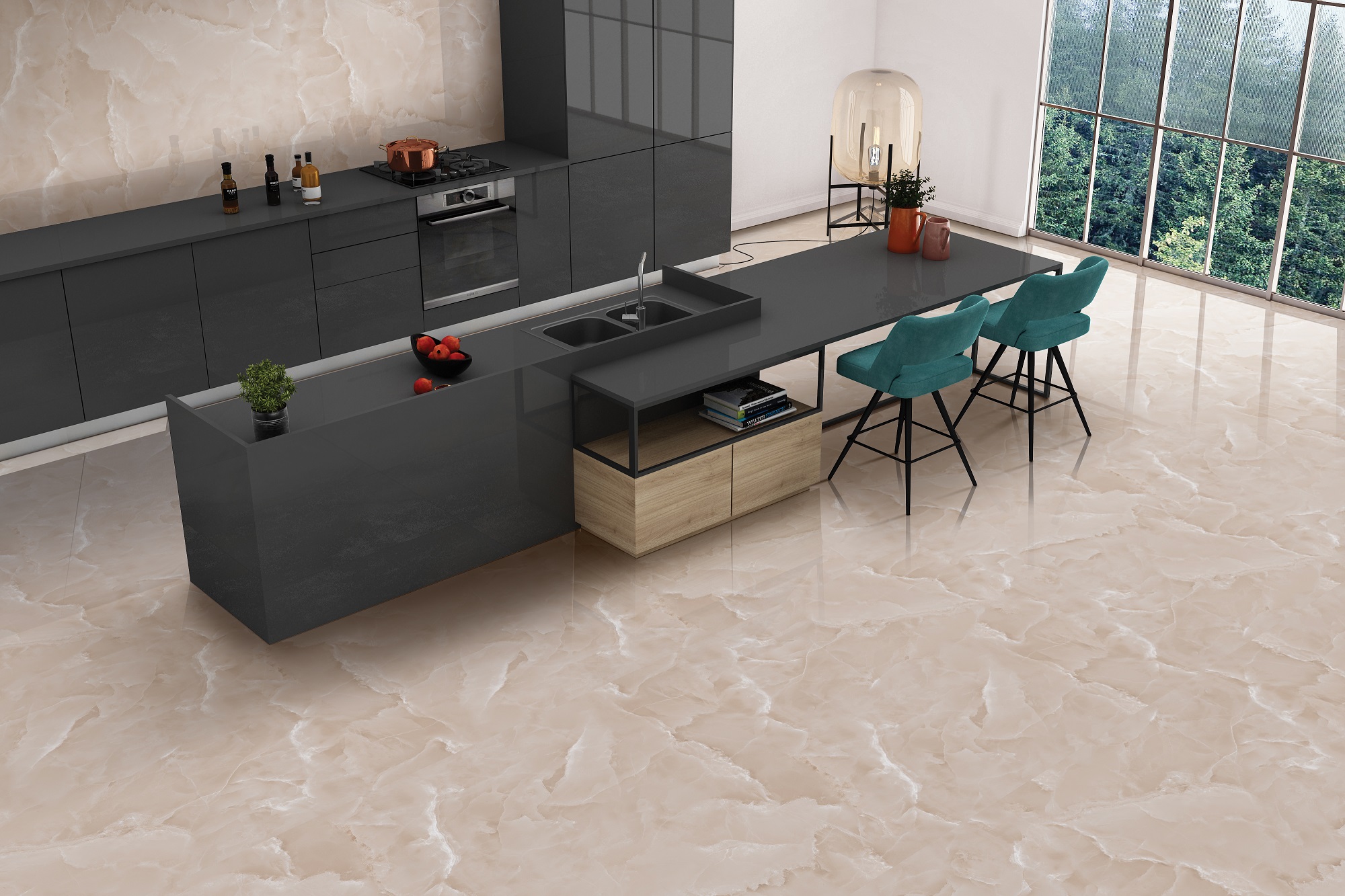 На пол Rose Onyx Bone Infinia Polished 60х120 - фото 2