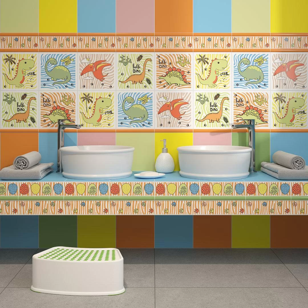 148 Бордюр Динозаврики Синий матовый 20x1.5 - фото 5