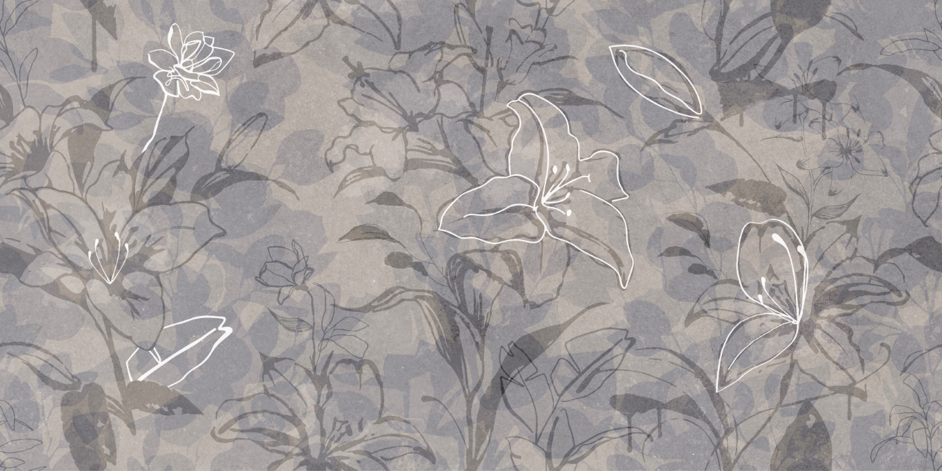 17551 На стену Floresta Цветы синий ректификат 60x120 - фото 2