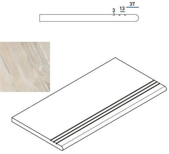 620040000023 Ступень Magnetique X2 Минерал Уайт Закругленная Грип 30x60 Правая