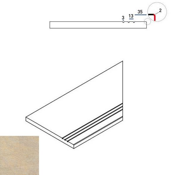 620090000256 Бордюр District X2 Сэнд Бортик 30x60 Грип Правый