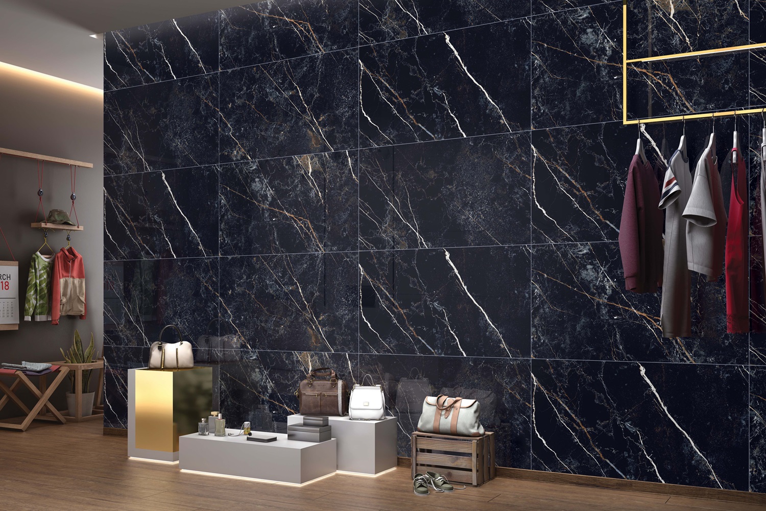 На пол Obsidian Black Sparkle Dark 60х120 - фото 9