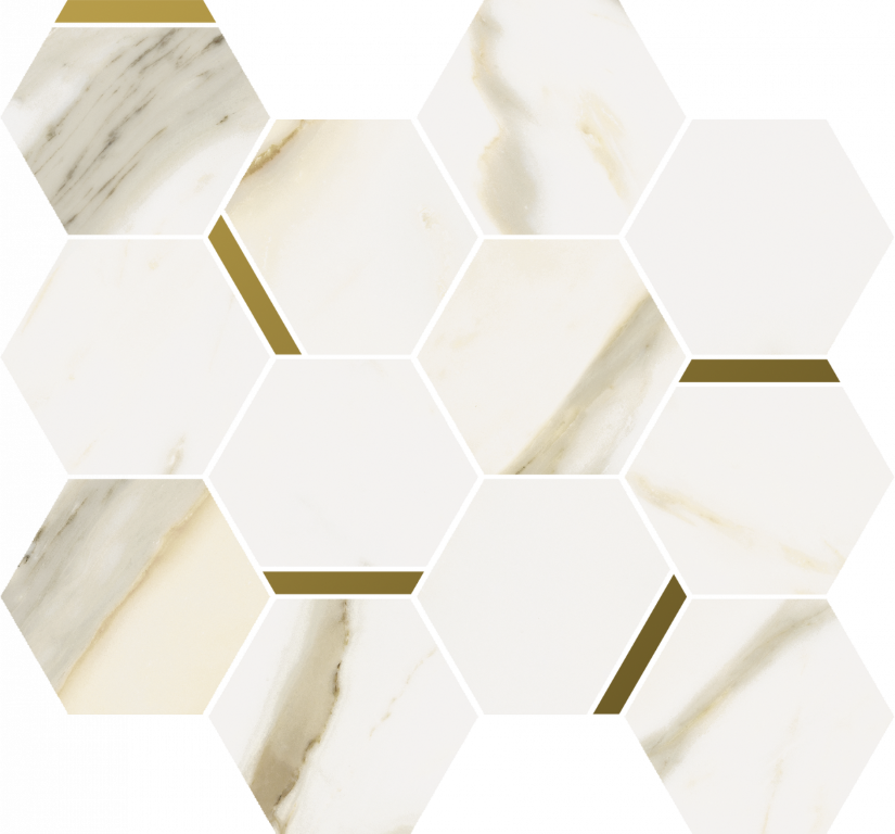 620110000221 На стену Stellaris Calacatta Gold Mosaico Chic Nat 28.3x32.8