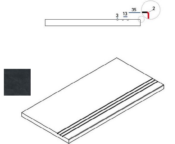 620090000419 Бордюр Materia X2 Титанио Бортик 30x60 Грип