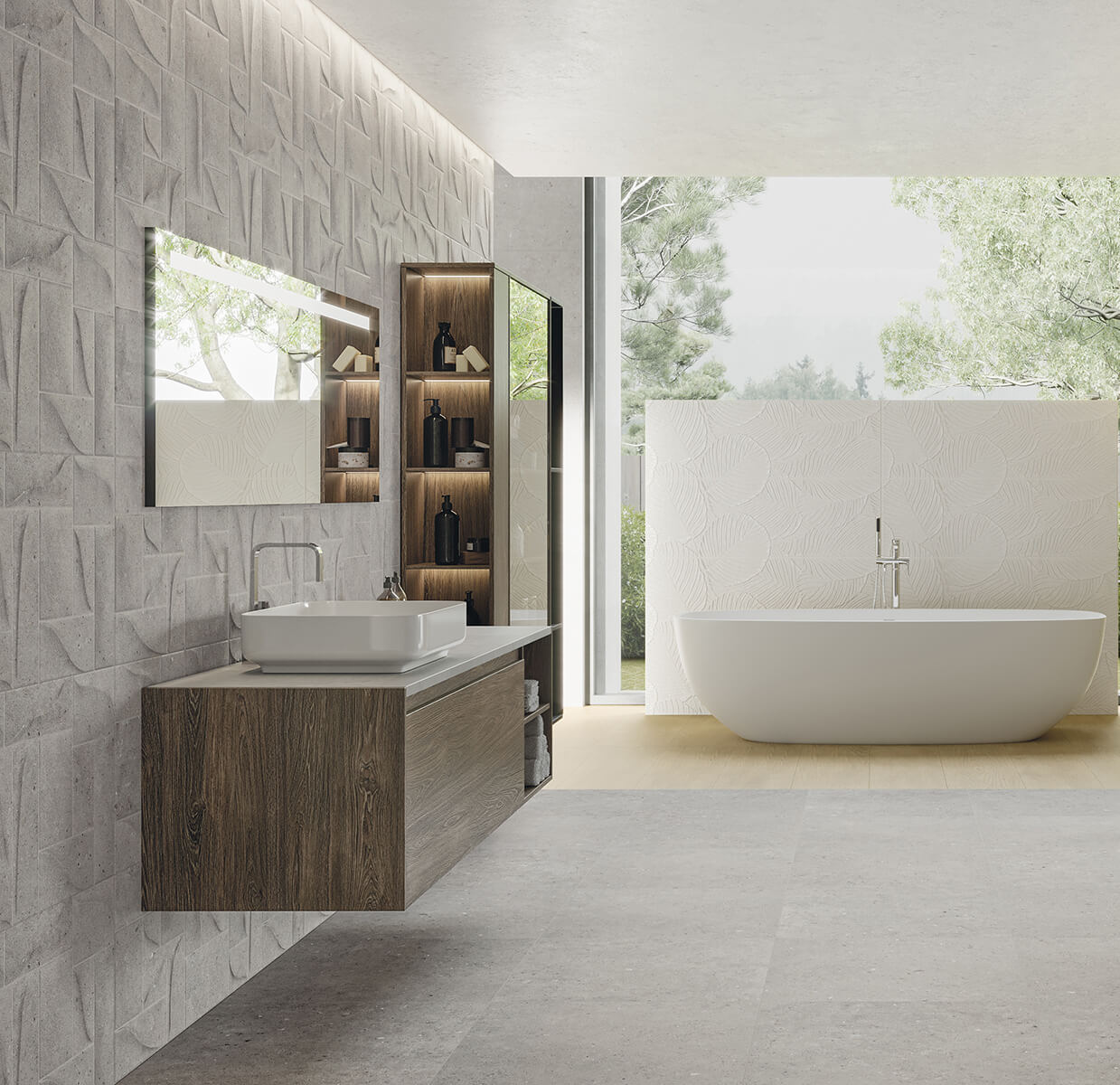На пол Cement Stone Dark Grey Lapp 60x120 - фото 3