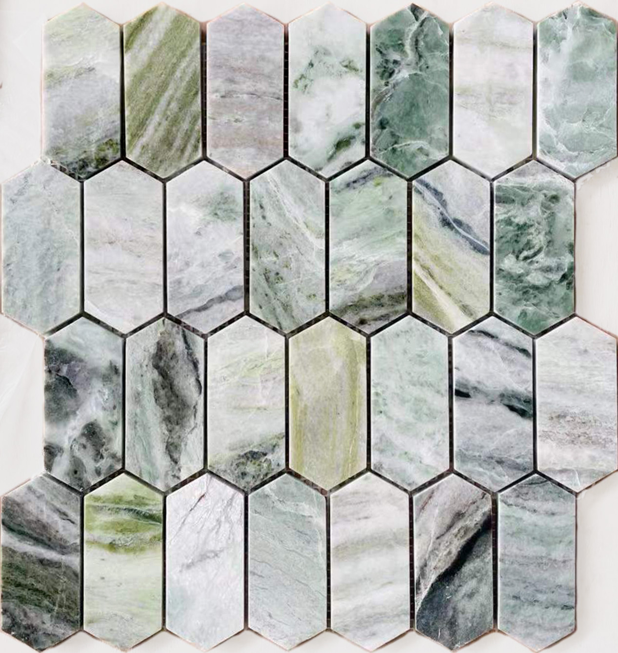 Настенная Pietrine Hexagonal Onice Verde oliva POL long hex 38x86x7