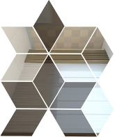 РЦГ6040С1 Мозаика Зеркальная мозаика Ромб цвет графит (60%) + серебро (40%) 21x26
