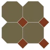 Керамогранит Йорк Октагон зеленый / Квадрат красный на сетке 30.5x30.5