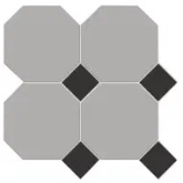 Керамогранит Йорк Октагон серый / Квадрат черный на сетке 30.5x30.5
