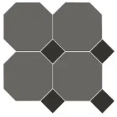 Керамогранит Йорк Октагон темно-серый / Квадрат черный на сетке 30.5x30.5
