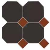 Керамогранит Йорк Октагон черный / Квадрат красный на сетке 30.5x30.5