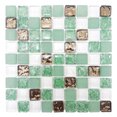 Мозаика Мозаика стеклянная Зеленая. белая. золото 15х15 30x30