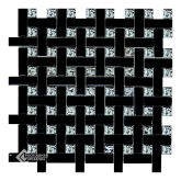 Мозаика Мозаика стеклянная Плетенка черная. платина 15х48/15х15 28x28