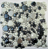 Мозаика Raindrop Бело-серо-черный микс гладкие камешки 30.5x30.5