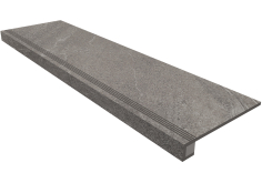 Ступень Gabbro Комплект GB02 Серый ( 33x120x9 Неполированный прямоугольный бортик без насечек + Подступенок 14.5x120х9)