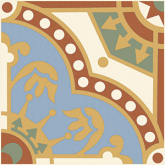 Декор Метлахская плитка 150E020D101 ENC 20 White (L.Blue Red Green D.Yellow) 15x15