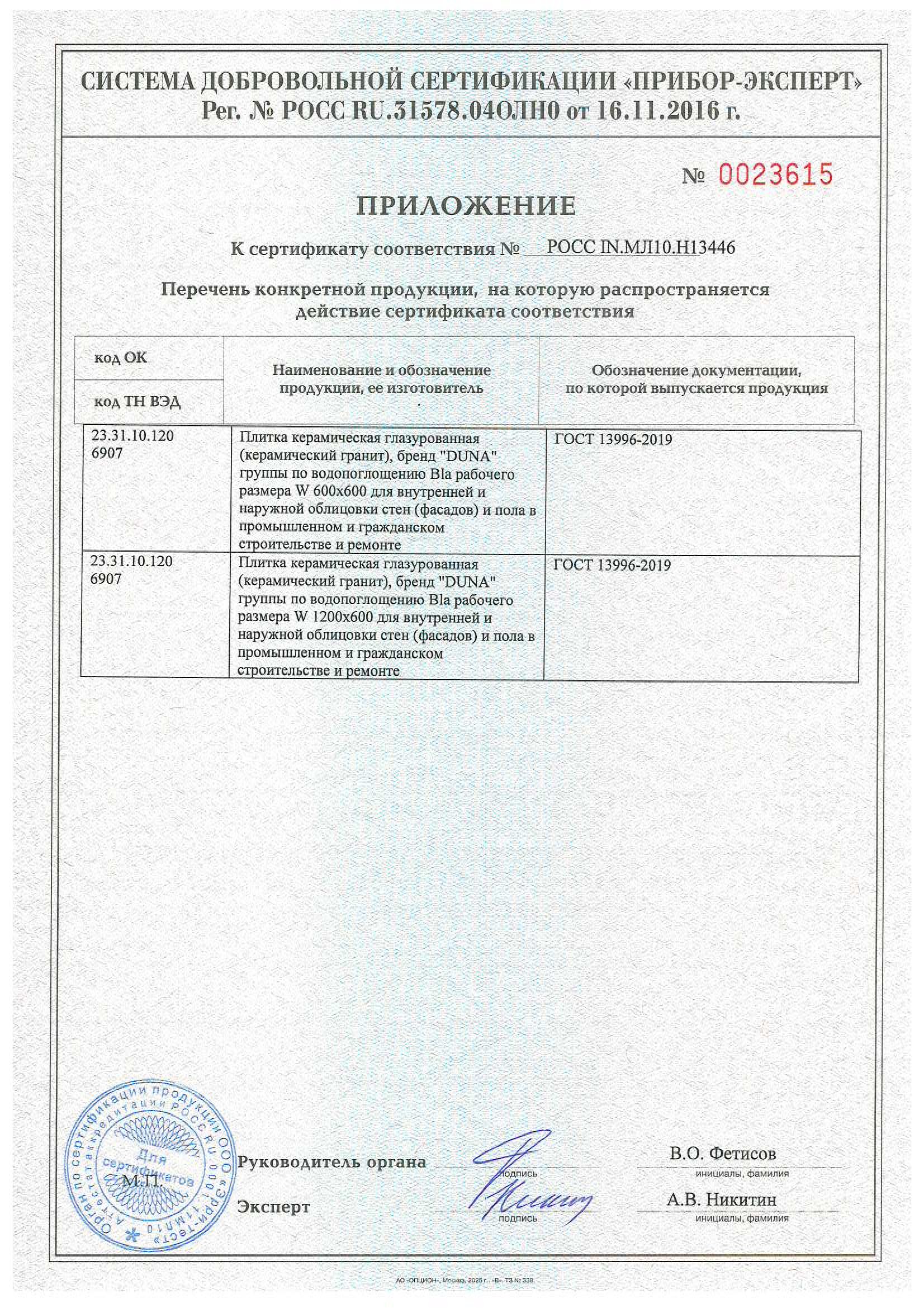 Сертификат на продукцию Duna фото 8