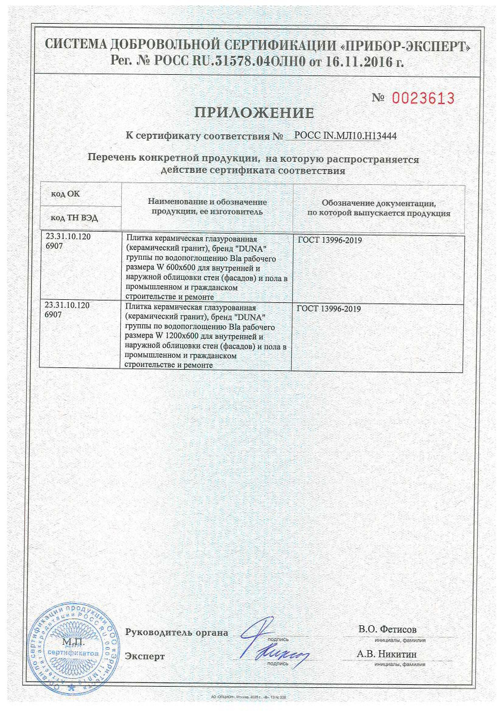 Сертификат на продукцию Duna фото 6